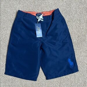 NEW Polo by Ralph Lauren Blue Swim Trunks with Drawstring Waist